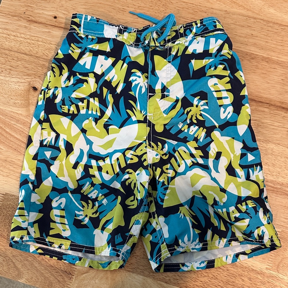 OshKosh B'gosh Surf Print Swim Shorts - Black, Blue, Yellow